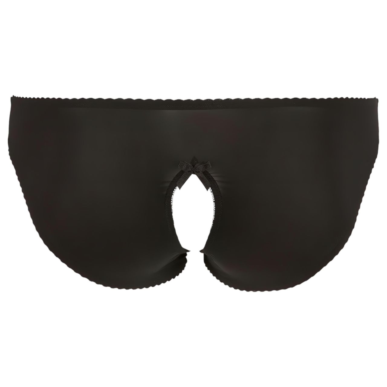 Cottelli Plus Size - csipkés, nyitott bugyi (fekete)