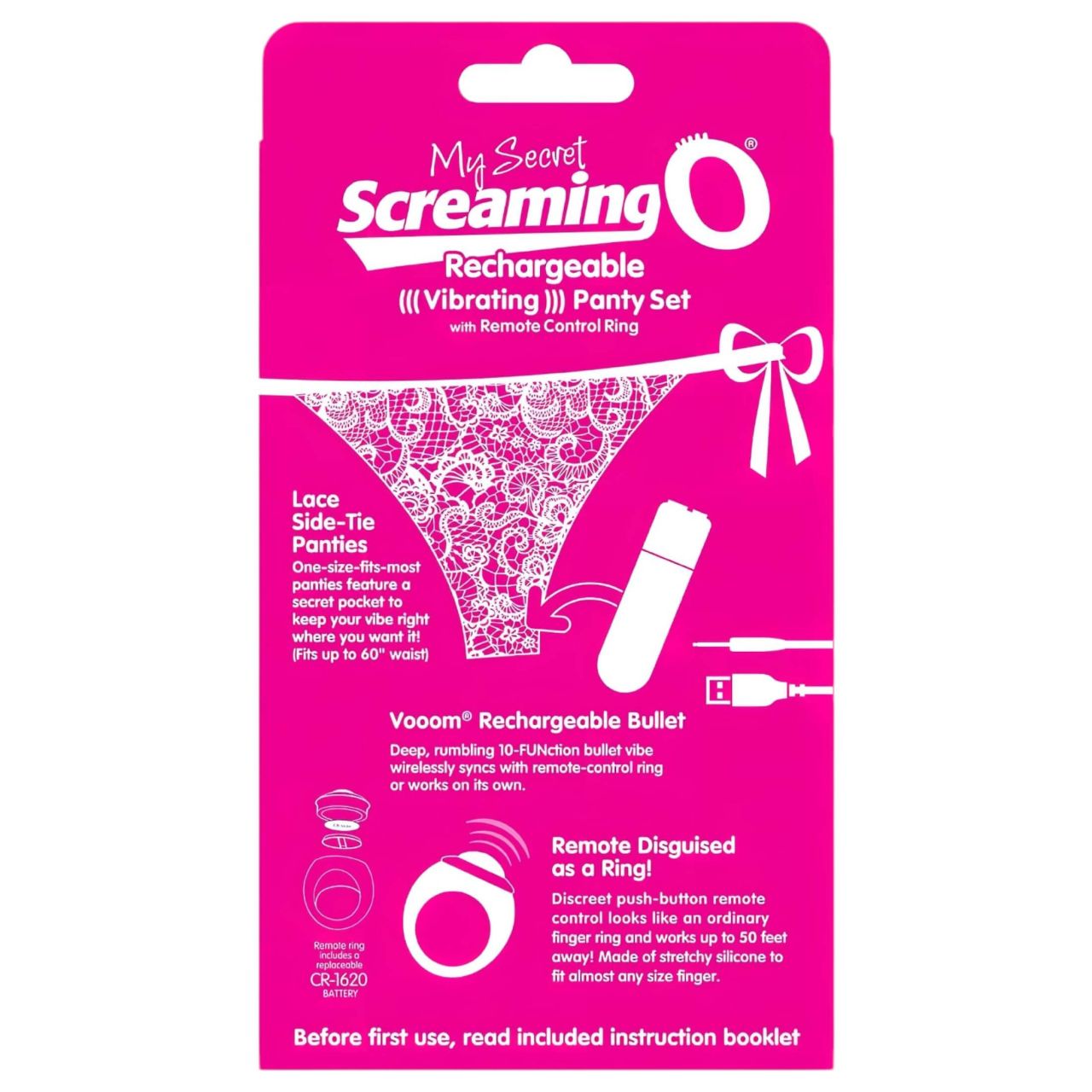 Screaming O Panty Set - akkus, rádiós vibrációs tanga (pink) S-L