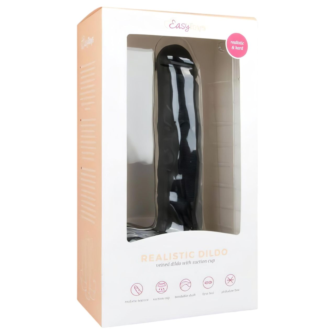 Easytoys - tapadótalpas, herés nagy dildó (26,5cm) - fekete