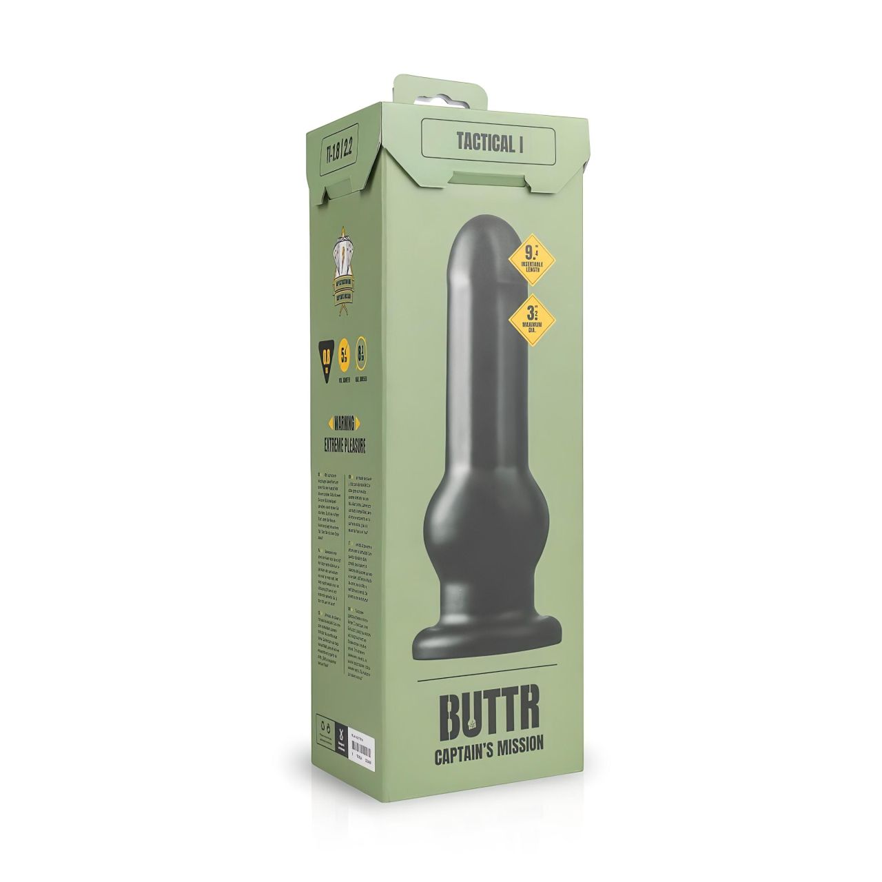 BUTTR Tactical I - tapadótalpas dildó (fekete)