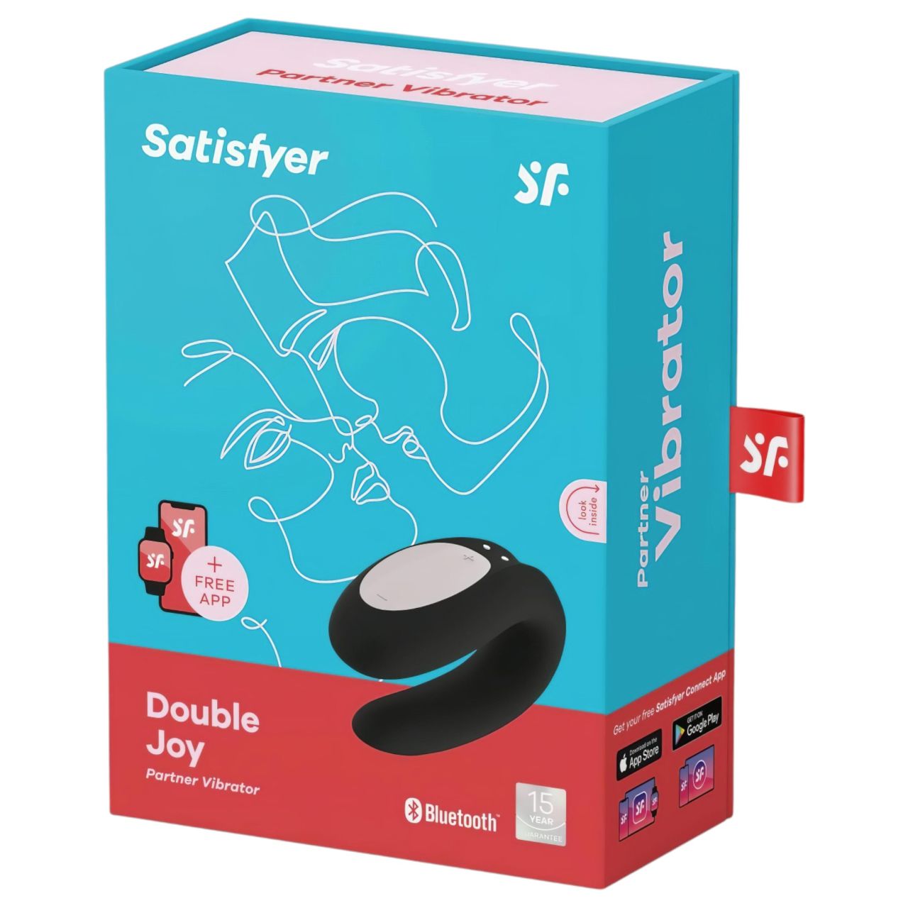 Satisfyer Double Joy - okos, akkus, vízálló párvibrátor (fekete)