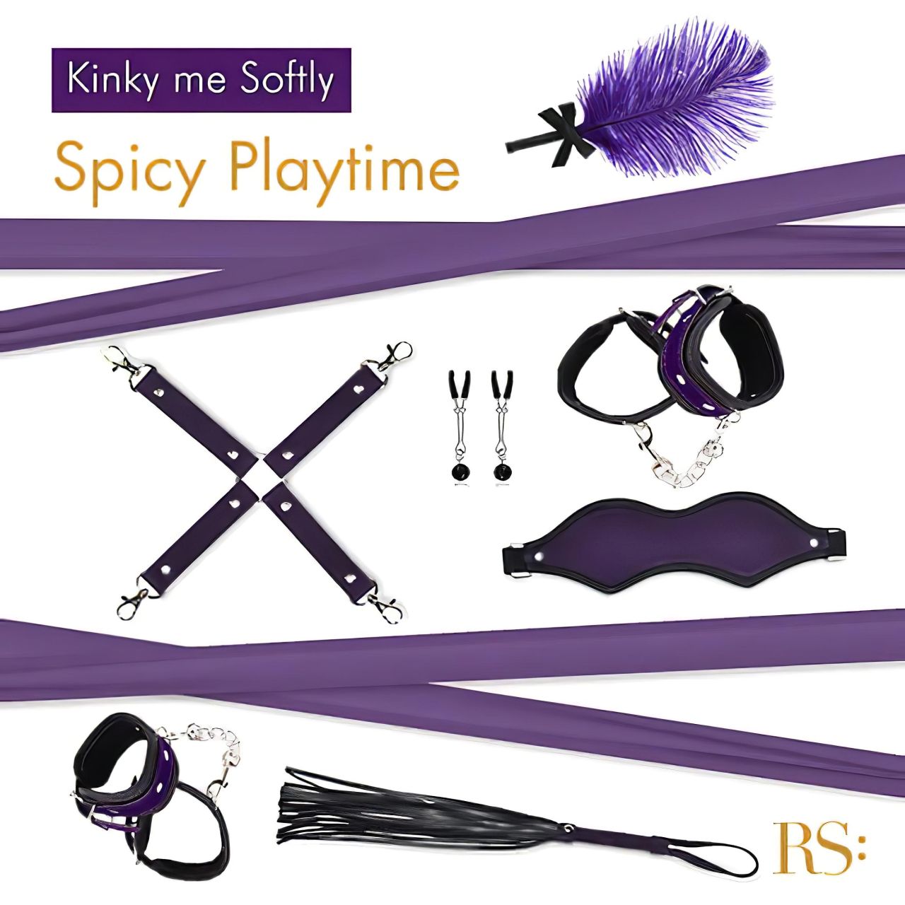 RS Soiree Kinky Me Softly - BDSM kötöző szett - lila (7 részes)