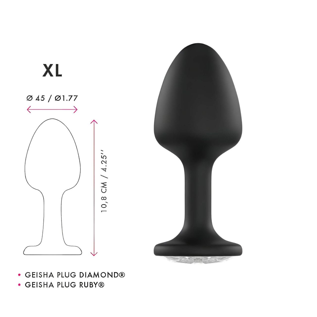 Dorcel Geisha Plug Diamond XL - fehér köves anál dildó (fekete)