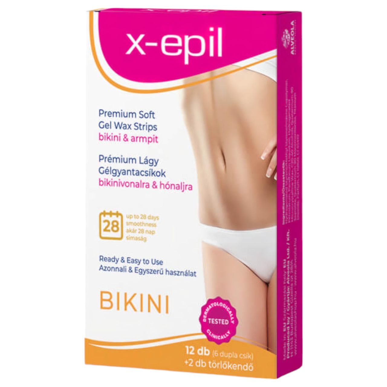 X-Epil - használatra kész prémium gélgyantacsík 12db - bikini/hónalj