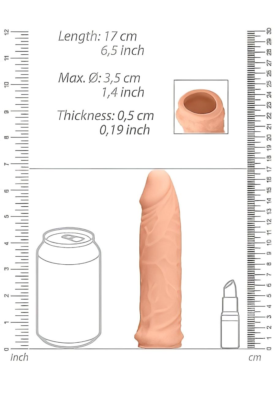 RealRock Penis Sleeve 6 - péniszköpeny (17cm) - natúr