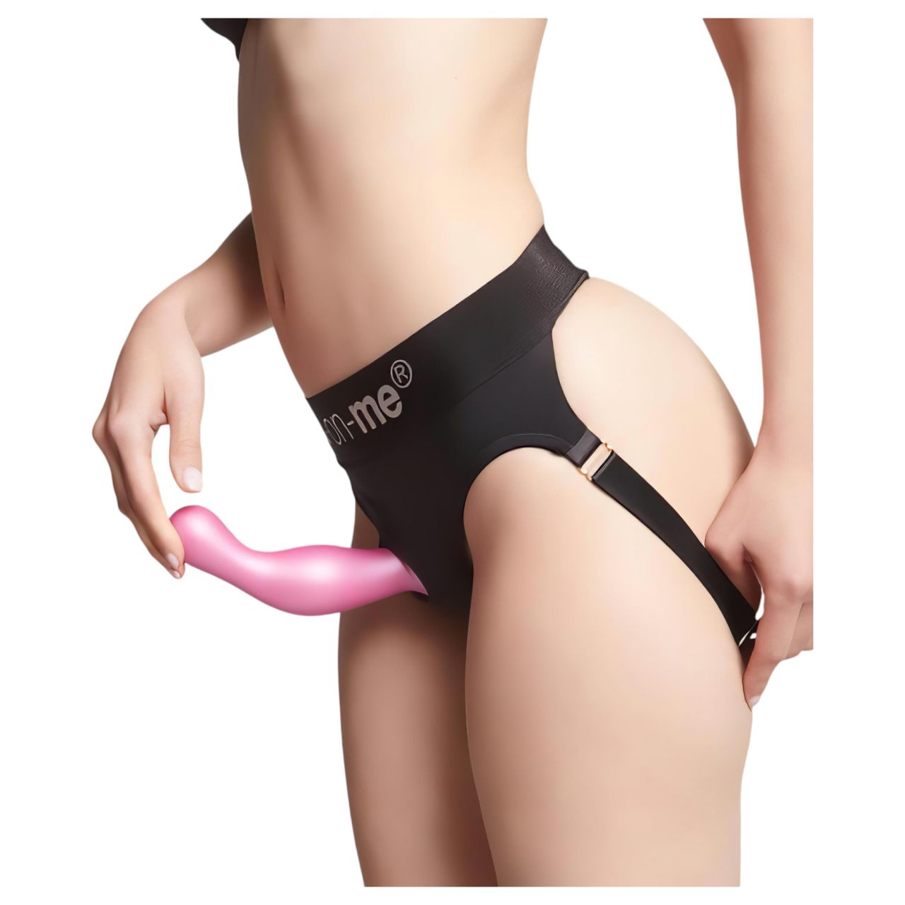 Strap-on-me Curvy S - hullámos, talpas dildó (pink)