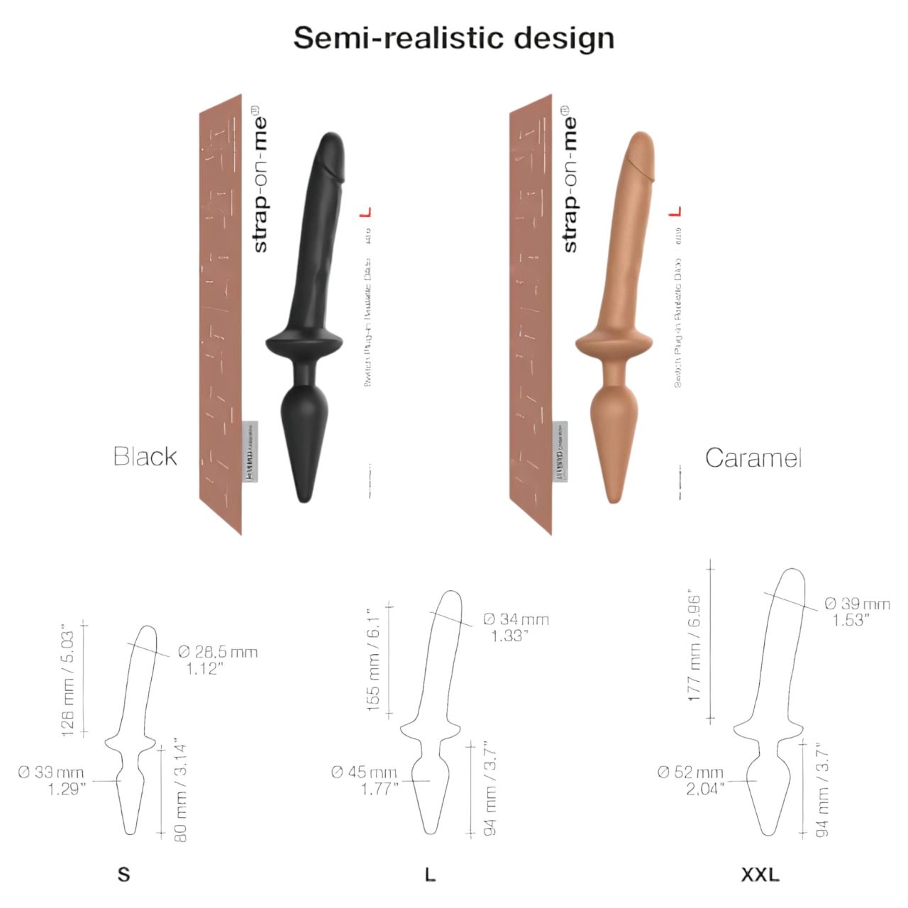 / Strap-on-me Swith Realistic S - 2in1 szilikon dildó (fekete)