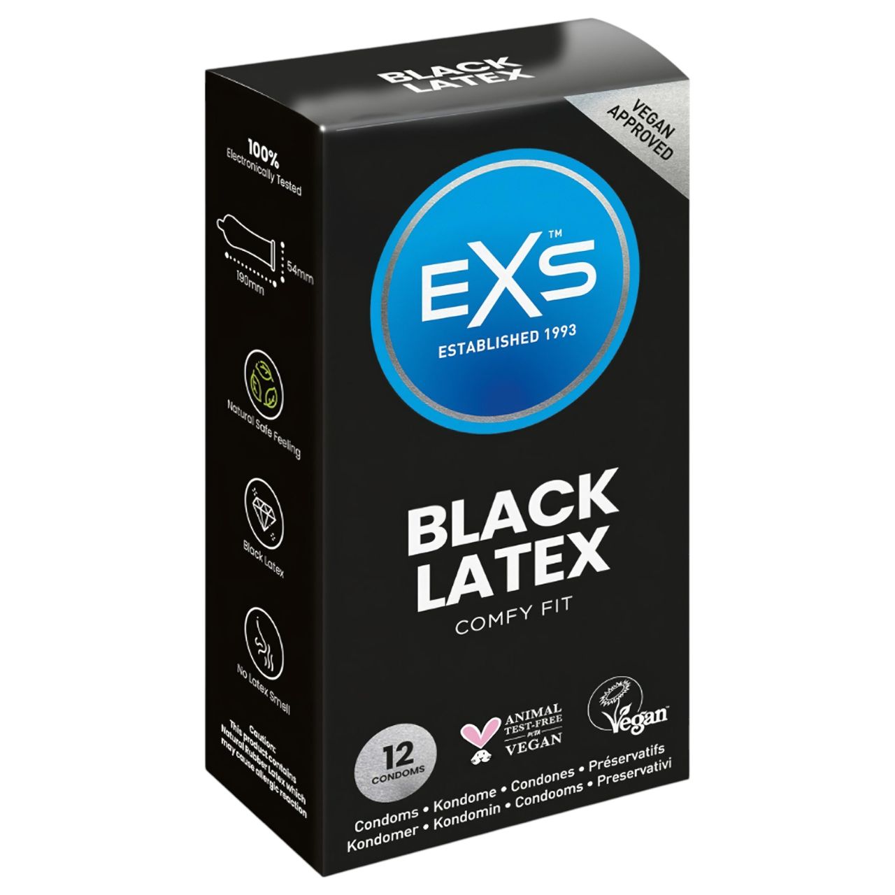 EXS Black - latex óvszer - fekete (12 db)