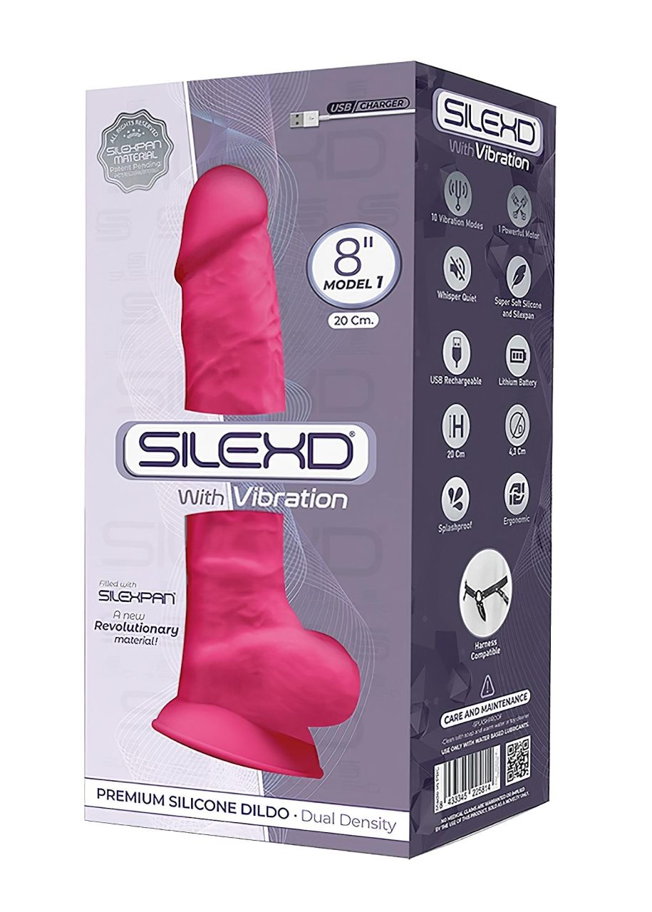 Silexd 8 - alakítható, tapadótalpas, herés vibrátor - 20cm (pink)