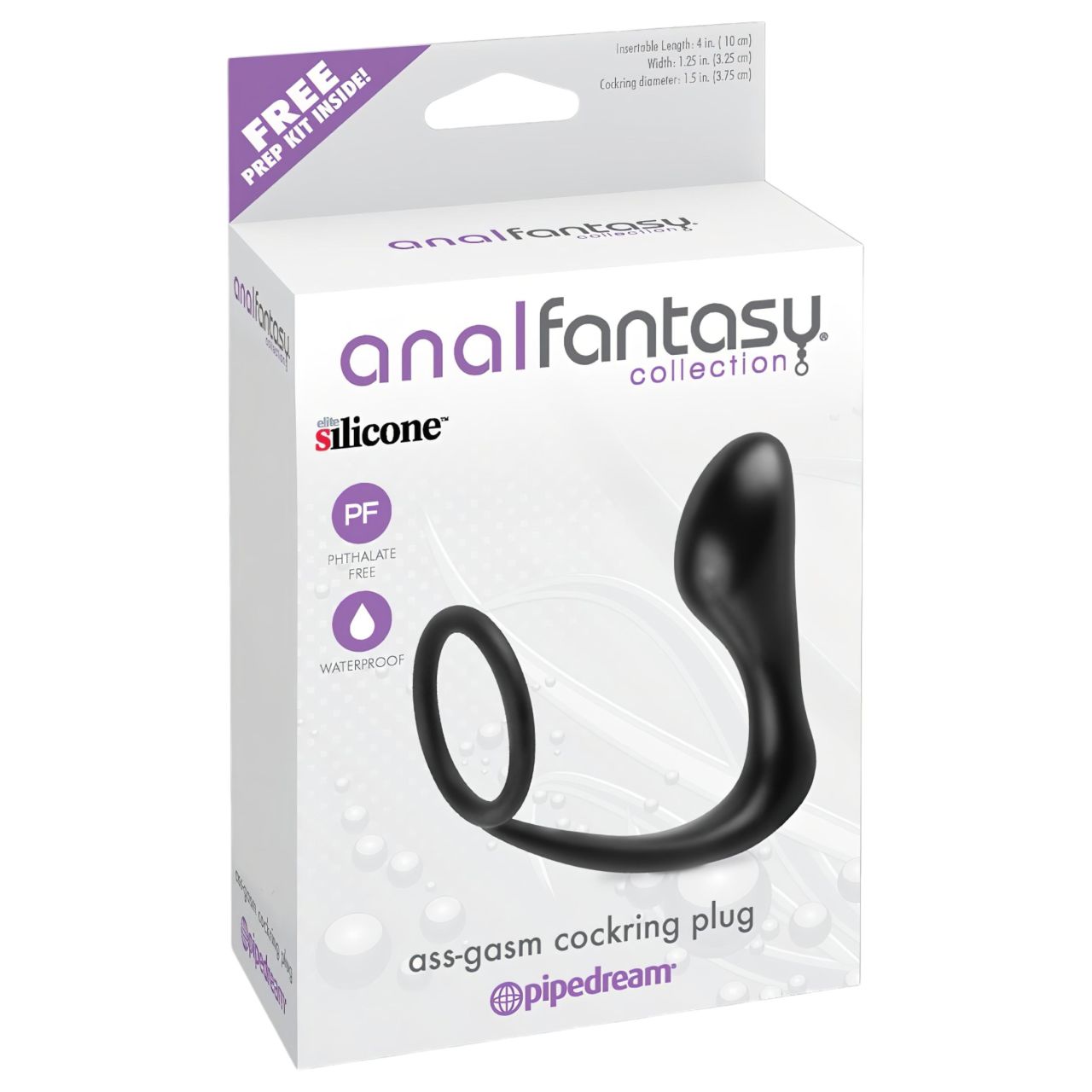 analfantasy ass-gasm plug - análujj dildó péniszgyűrűvel (fekete)