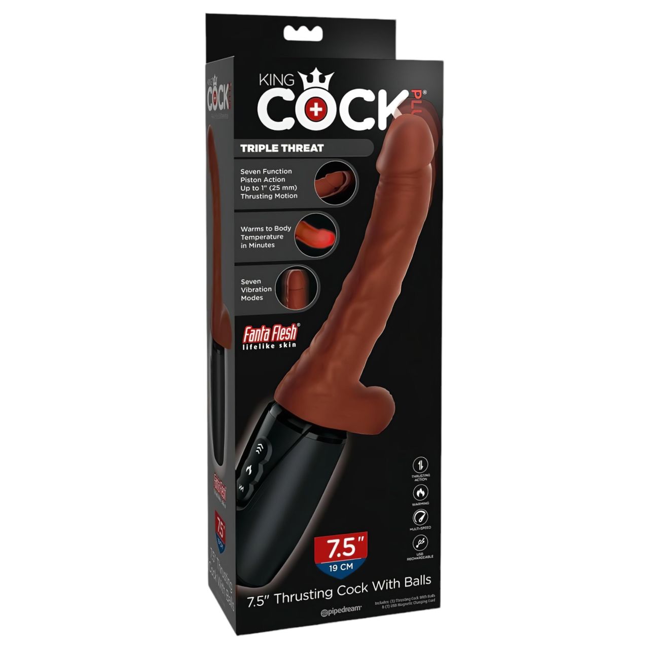 King Cock Plus 7,5 - herés lökő vibrátor (barna)