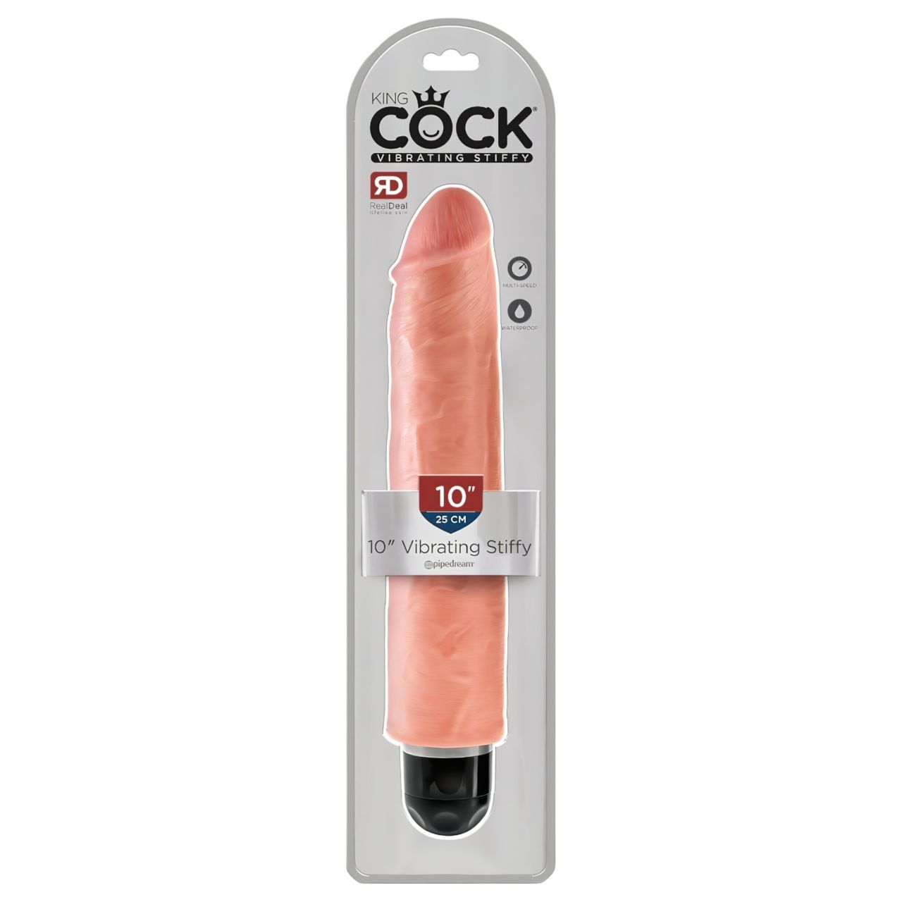 King Cock 10 Stiffy - vízálló, élethű vibrátor (25cm) - natúr