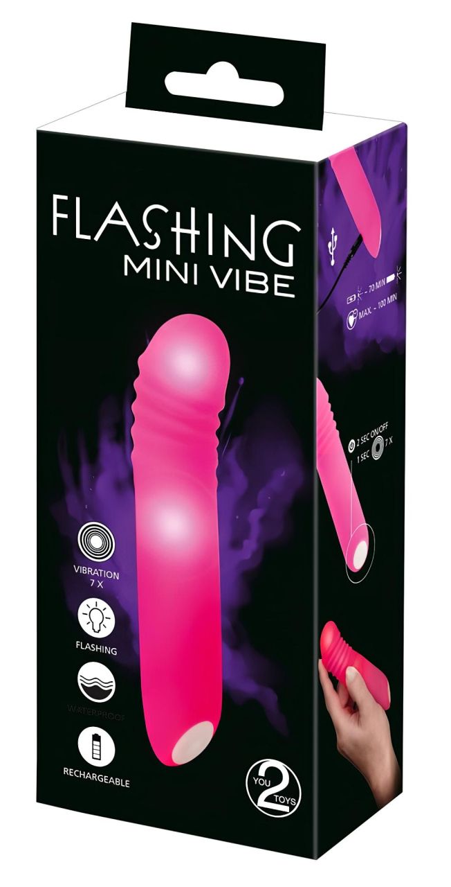 You2Toys - Flashing Mini Vibe - akkus, világító vibrátor (pink)