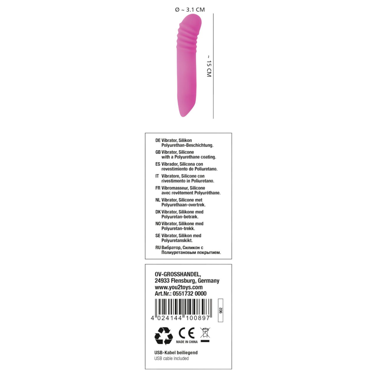 You2Toys - Flashing Mini Vibe - akkus, világító vibrátor (pink)