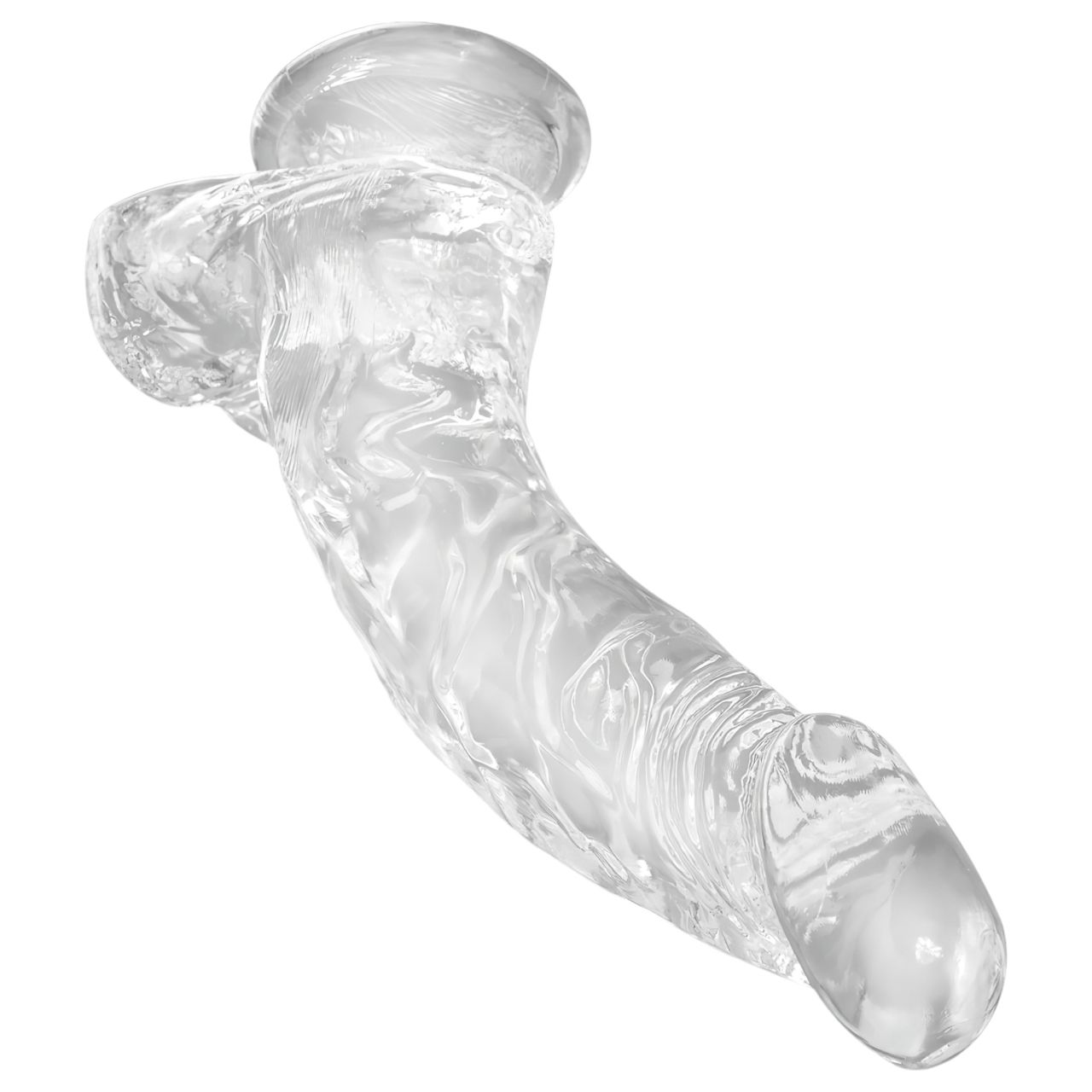 King Cock Clear 7,5 - tapadótalpas, herés dildó (19cm)