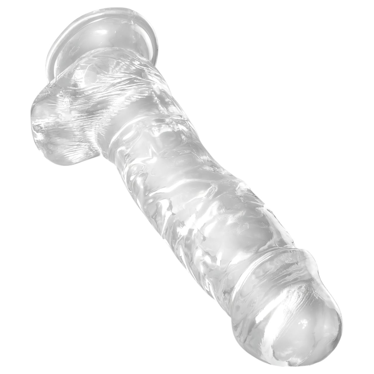 King Cock Clear 8 - tapadótalpas, herés dildó (20cm)