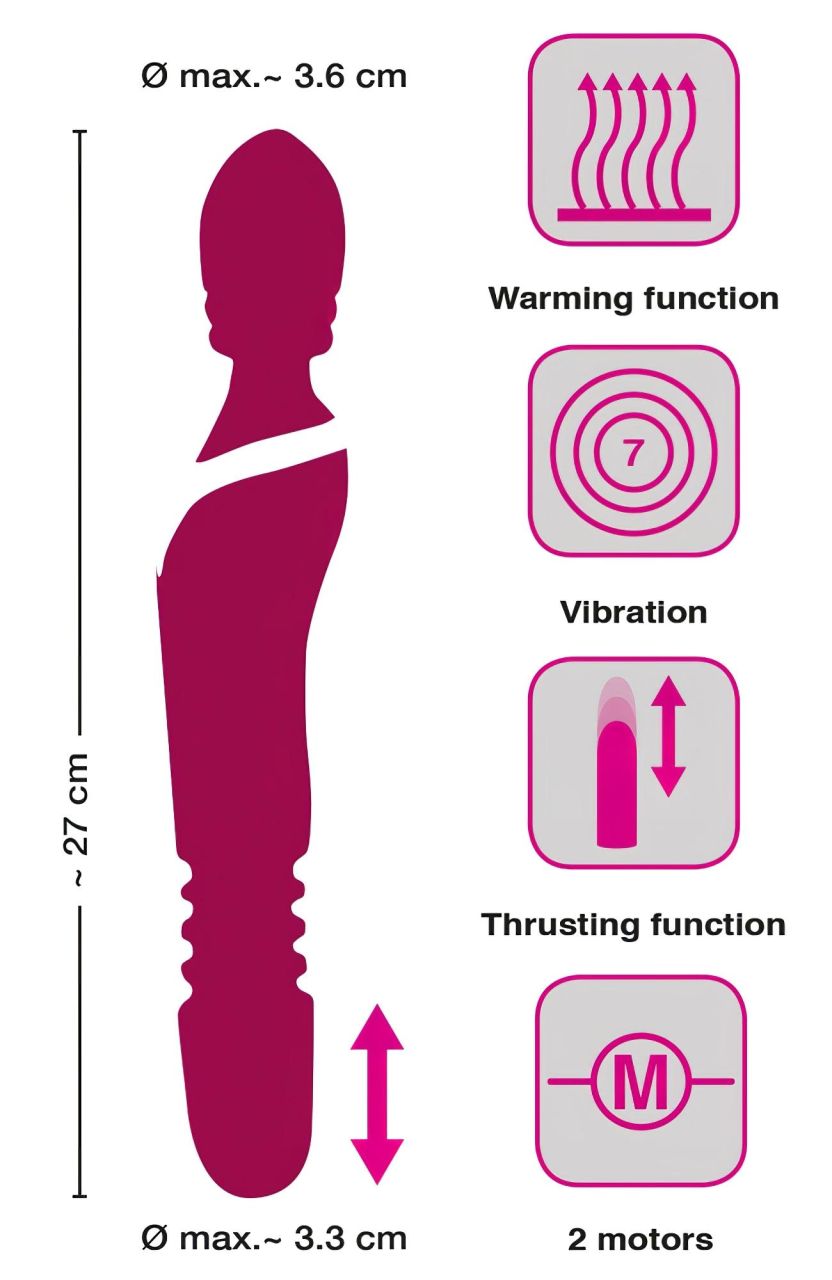 Javida Thrusting - 3in1 masszírozó vibrátor (piros)