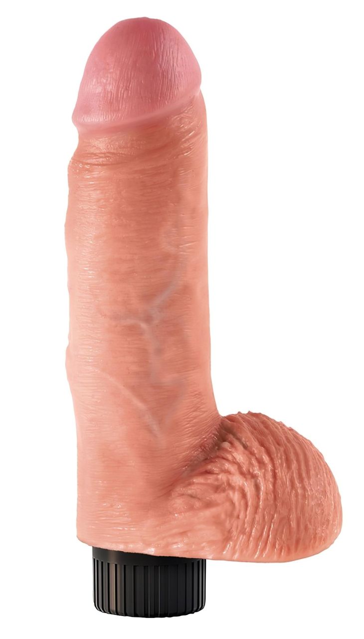 King Cock 7 hajlítható, herés, tapadótalpas vibrátor (18 cm) - natúr