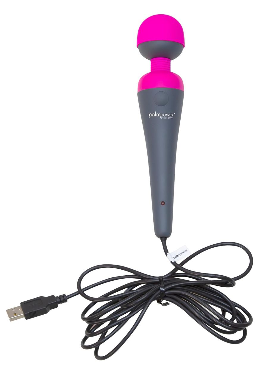 PalmPower Wand - masszírozó vibrátor powerbankkal (pink-szürke)