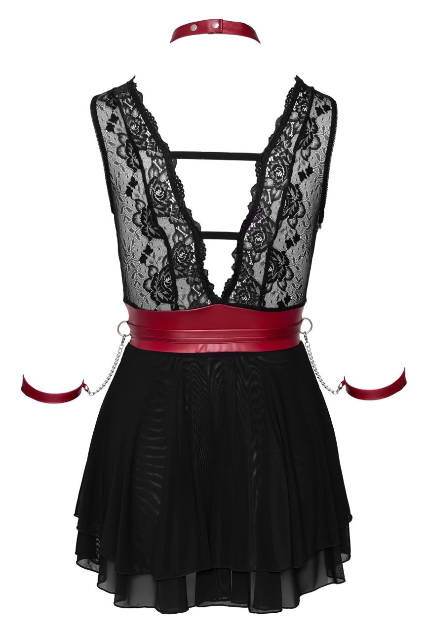 / Cottelli Bondage - nyakpántos csipkés babydoll (fekete)