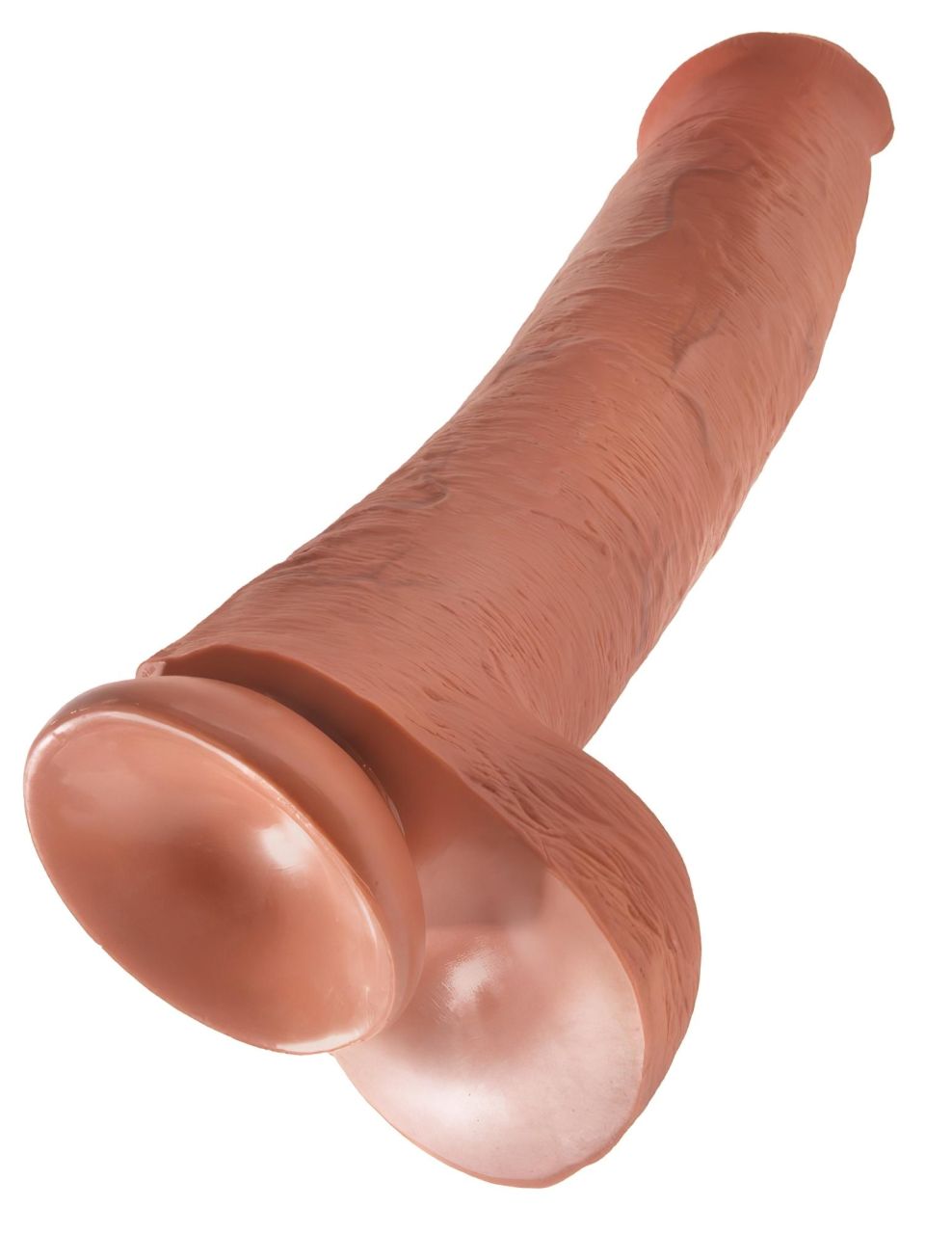 King Cock 15 - tapadótalpas, herés, óriás dildó (38cm) - sötét natúr