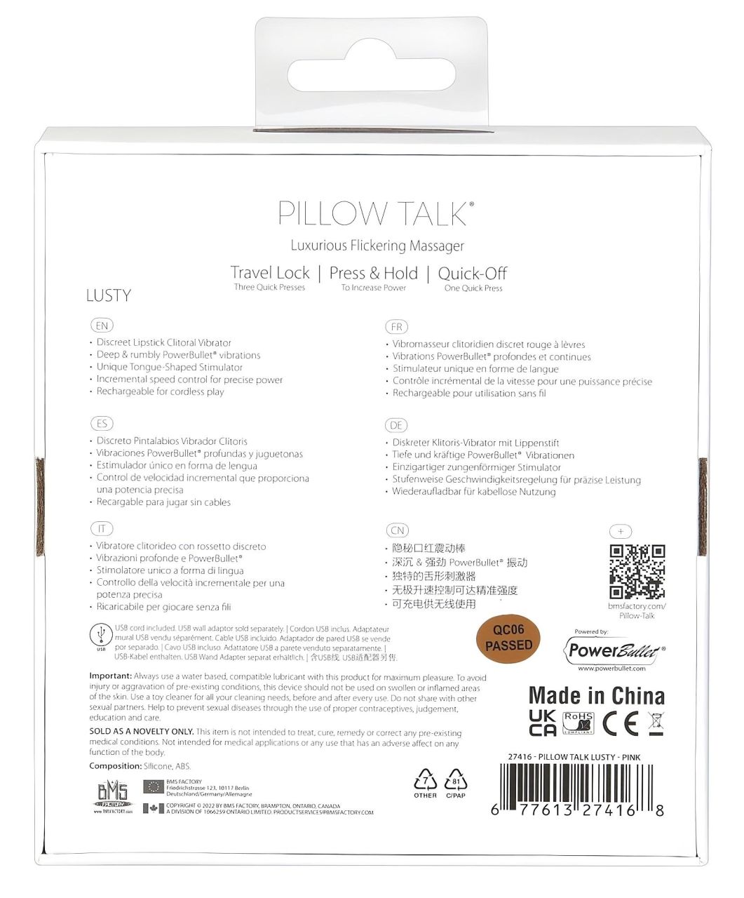 Pillow Talk Lusty - akkus, nyelves rúdvibrátor (pink)