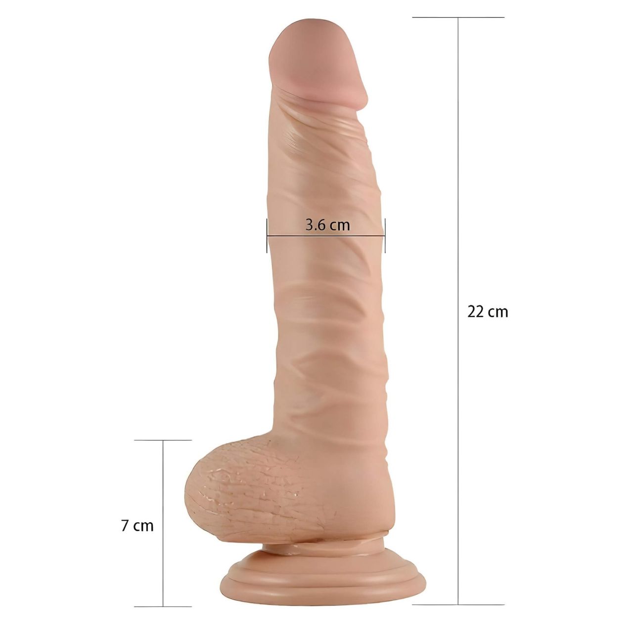 Lovetoy Real Extreme - tapadótalpas dildó - 21cm (natúr)