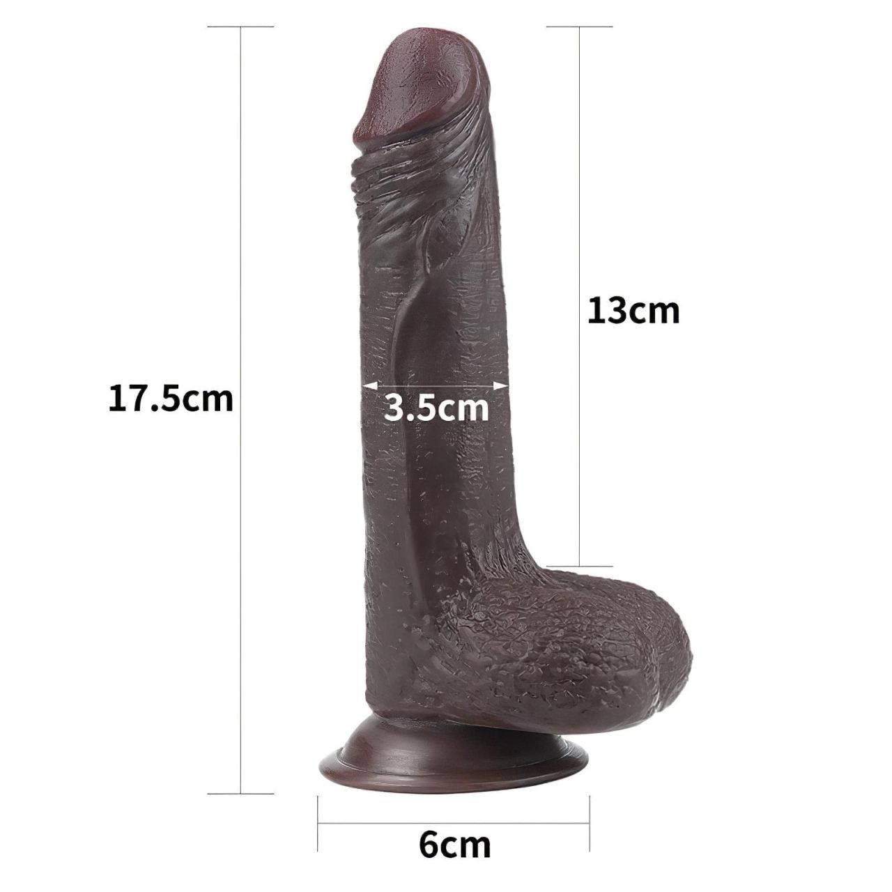 Lovetoy Sliding-Skin - kétrétegű tapadótalpas dildó - 18cm (barna)