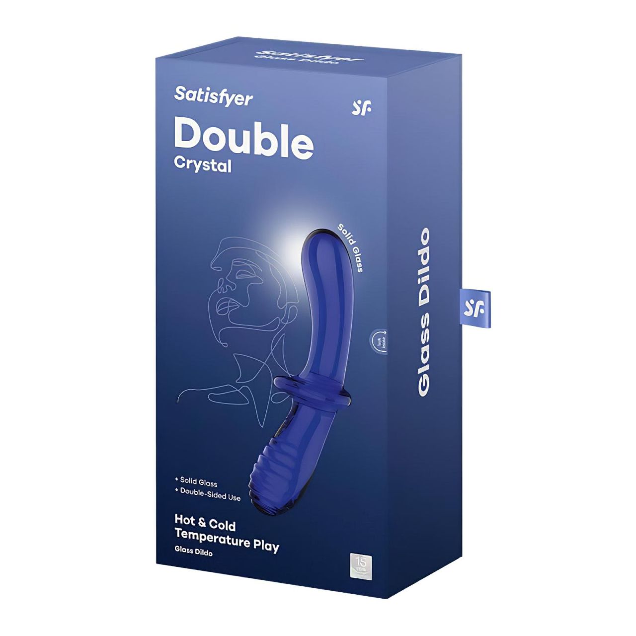 Satisfyer Double Crystal - 2 végű üveg dildó (kék)