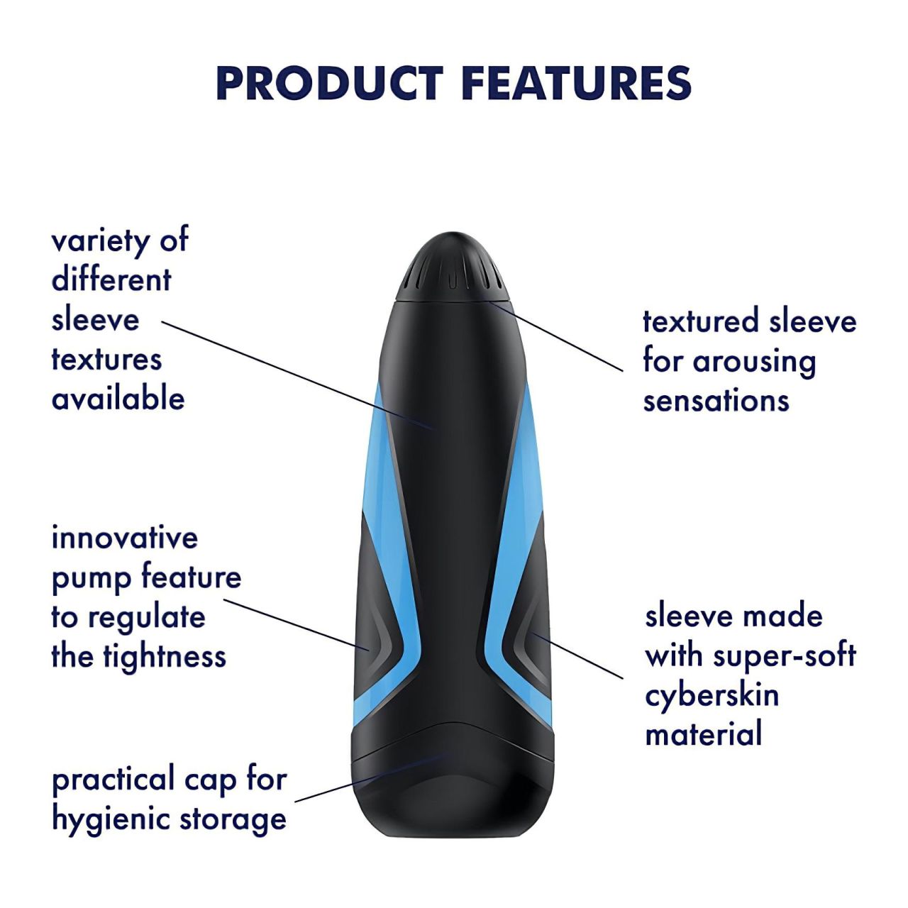 Satisfyer Men One maszturbátor és Lusty Tongues betét (kék-fekete)