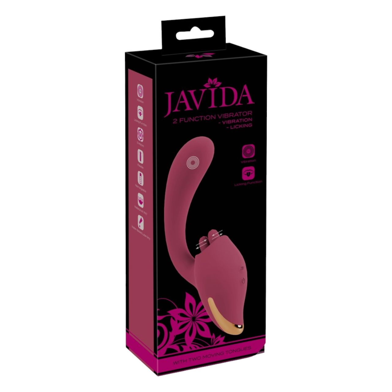 Javida - nyelves 2in1 vibrátor (bordó)