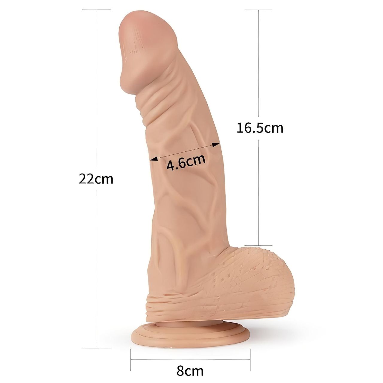 Lovetoy Real Extreme - tapadótalpas, herés dildó - 23cm (natúr)